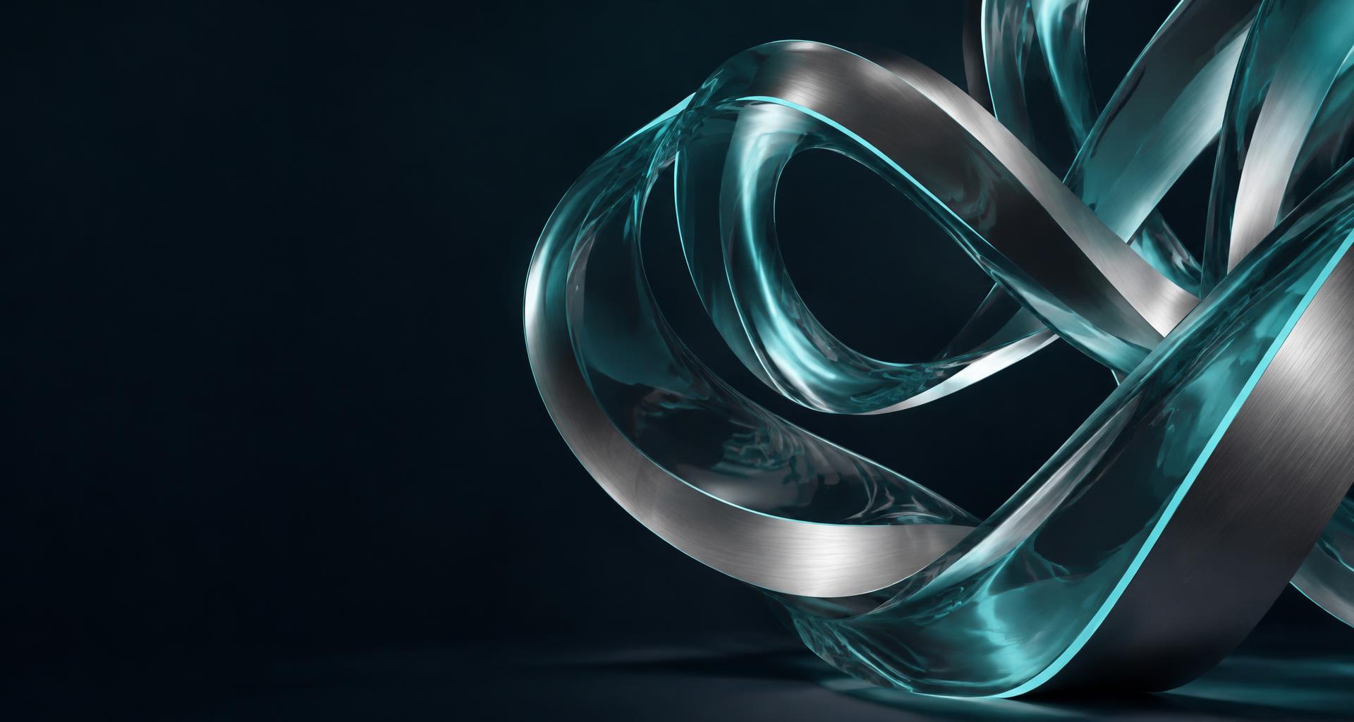 Sculptural teal glass and silver ribbons
